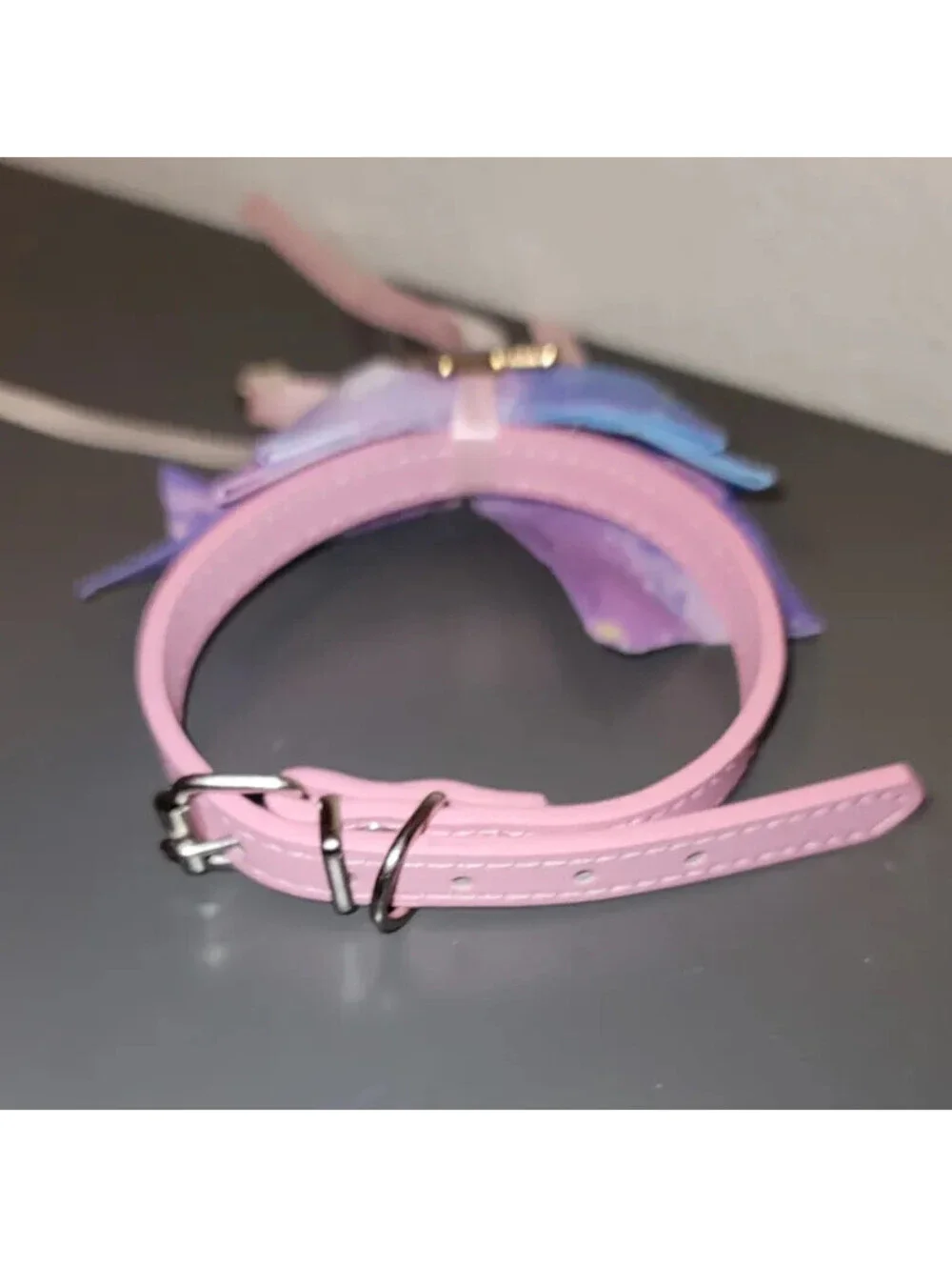 HAPPY & POLLY GALAXY STYLE CAT COLLAR MEDIUM 13” PINK LEATHER